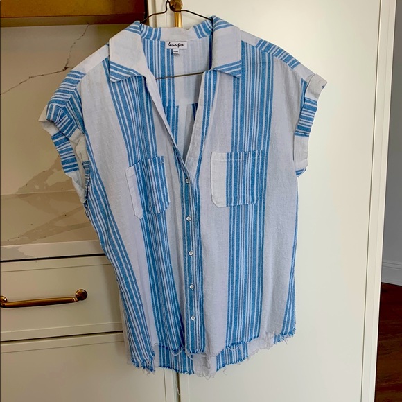 Love fire Blue and White Striped Shirt - Picture 1 of 3